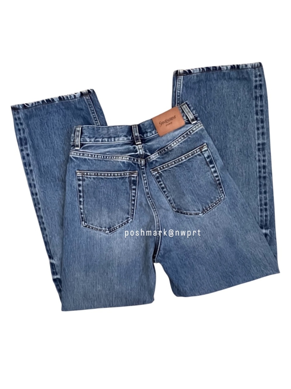 SAINT LAURENT ✨ V-Waist Baggy High Rise Wide Leg Jeans 50’s Blue 24 - Picture 9 of 15